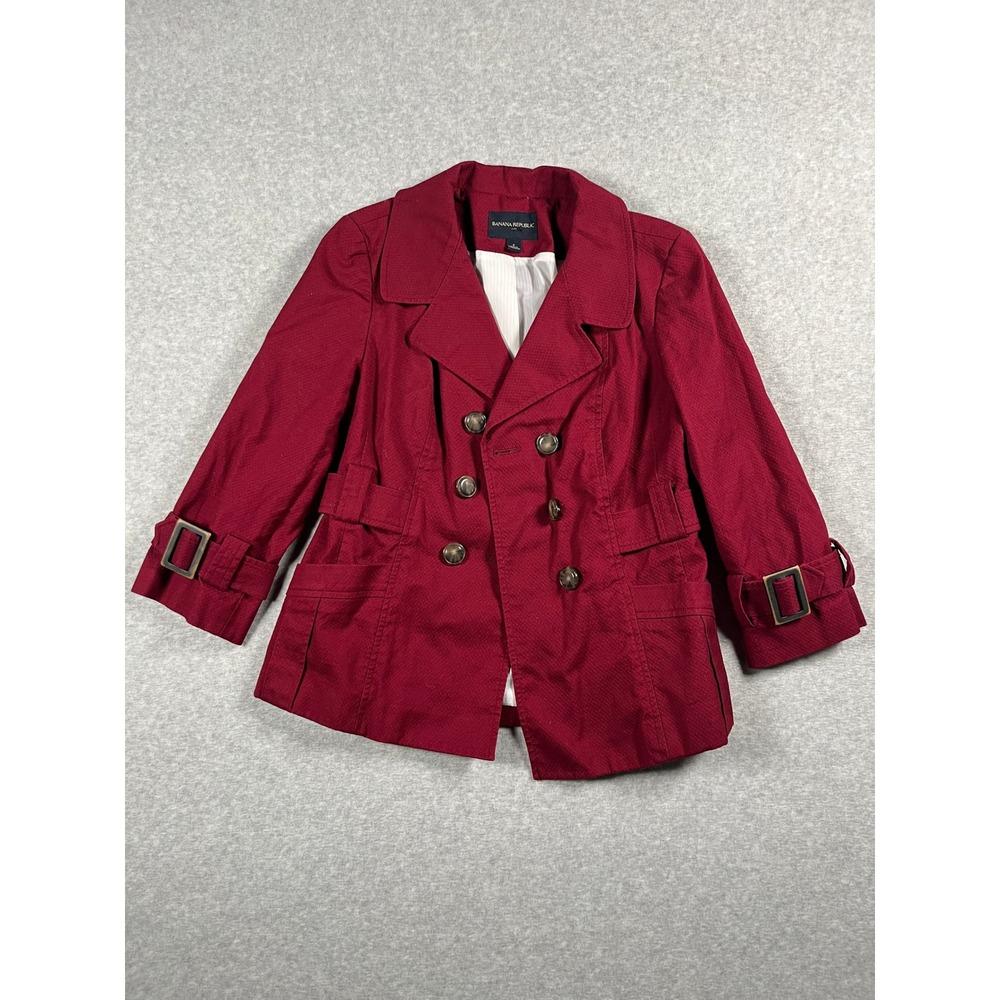 Banana Republic Pea Coat Jacket Women 6 Red Double Breasted Y2K Preppy Academia